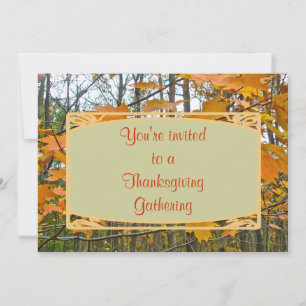Thanksgiving Party Invitation Autumn Maple Foliage