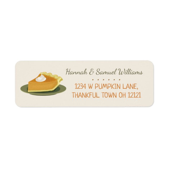 Thanksgiving Party Pumpkin Pie Autumn Fall Address (Front)
