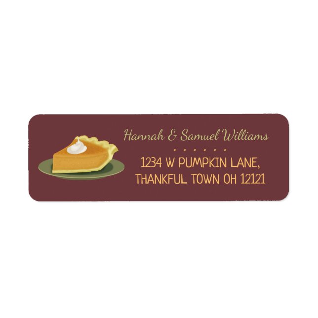 Thanksgiving Party Pumpkin Pie Fall Return Address (Front)
