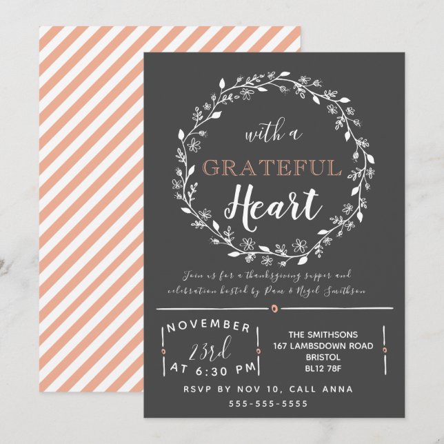 Thanksgiving party volunteer lunch invitation (Front/Back)