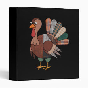 Thanksgiving Patchwork Quilted Turkey Fall Binder