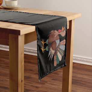 Thanksgiving Patchwork Quilted Turkey Fall Short Table Runner