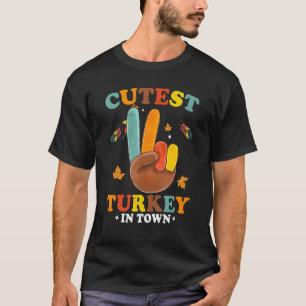 Thanksgiving Peace Sign Cutest Turkey In Town T-Shirt
