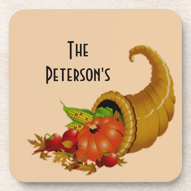 Thanksgiving Personalized Square Coasters (Front)