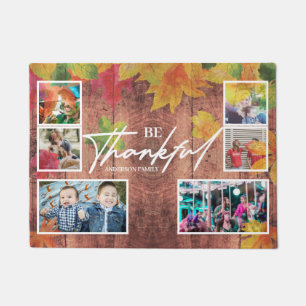 Thanksgiving Photo Collage on wood texture Doormat