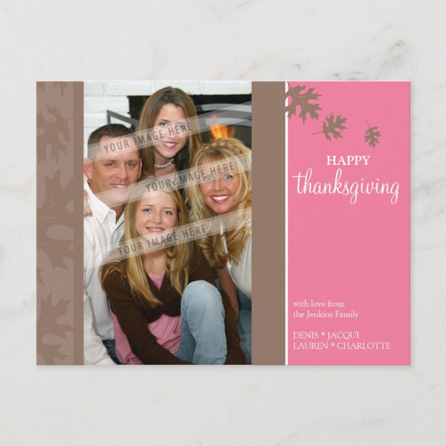 THANKSGIVING PHOTO POSTCARD :: falling leaves 3L (Front)