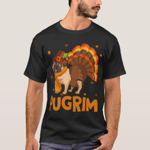 Thanksgiving Pilgrim Dog Pugrim Funny Thanksgiving T-Shirt