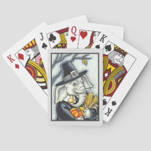 THANKSGIVING PILGRIM ELEPHANT, HOLIDAY PACHYDERM PLAYING CARDS