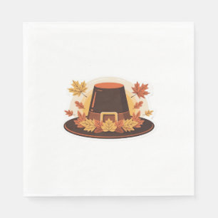 Thanksgiving Pilgrim Hat – Autumn Harvest Design C Napkin