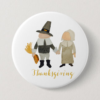 Thanksgiving Pilgrim Puritan Toddler Girl and Boy 3 Inch Round Button