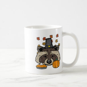 Thanksgiving Pilgrim Raccoon Cute Fall Autumn Men Coffee Mug
