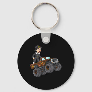 Thanksgiving Pilgrim Riding Monster Truck Toddlers Keychain