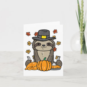 Thanksgiving Pilgrim Sloth Cute Fall Autumn Men Wo Card