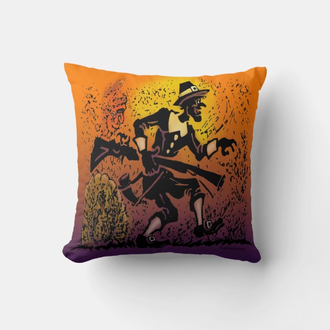 Thanksgiving Pilgrim Throw Pillow (Front)
