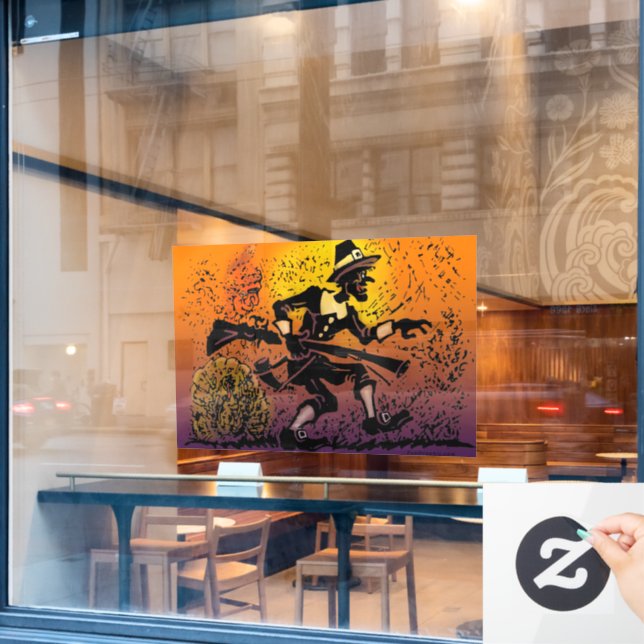 Thanksgiving Pilgrim Window Cling (Cafe Window)