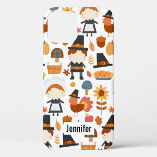 Thanksgiving Pilgrims Harvest Pattern iPhone 12 Case