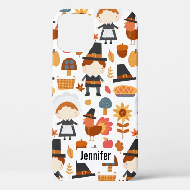 Thanksgiving Pilgrims Harvest Pattern Case-Mate iPhone Case (Back)