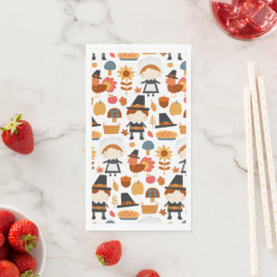 Thanksgiving Pilgrims Harvest Pattern Napkins