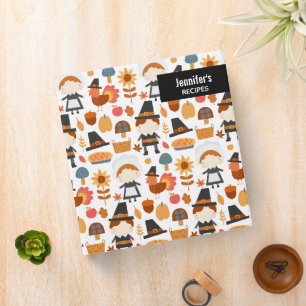 Thanksgiving Pilgrims Harvest Pattern Recipe Binder
