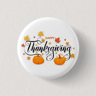 Thanksgiving Pin Button — Pumpkin Pin Button