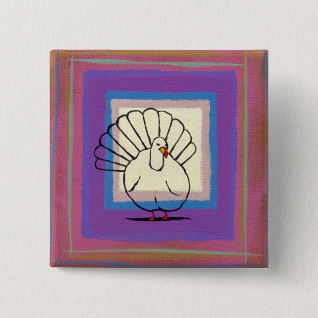 Thanksgiving pin turkey art unique colourful (Front)