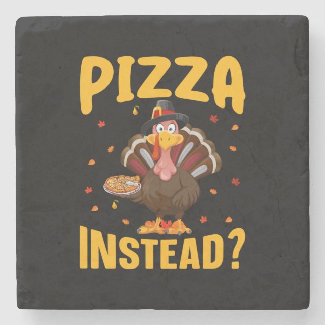 Thanksgiving Pizza Instead Stone Coaster (Front)