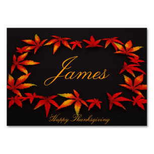 Thanksgiving Place Cards With Autumn Leaves