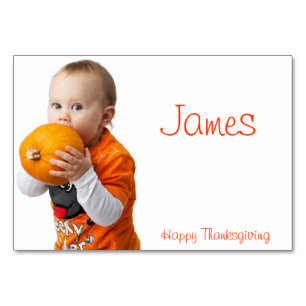 Thanksgiving Place Cards With Baby And Pumpkin