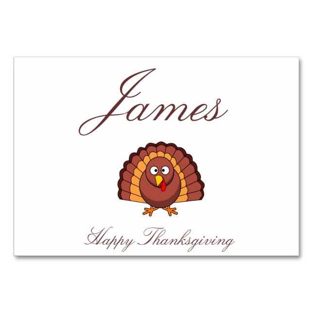 Thanksgiving Place Cards With Turkey (Front)