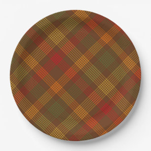 Thanksgiving Plaid Pattern Holidays Paper Plate
