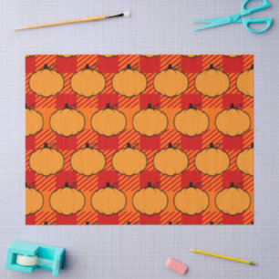Thanksgiving Plaid Pumpkin Drawing Tissue Paper