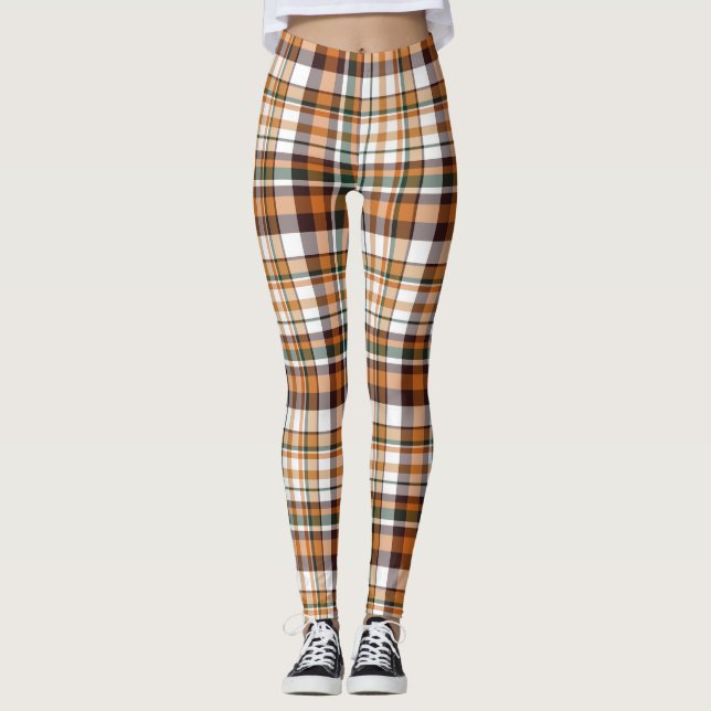 Thanksgiving plaid tartan pattern leggings (Front)