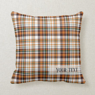 Thanksgiving plaid tartan pattern throw pillow
