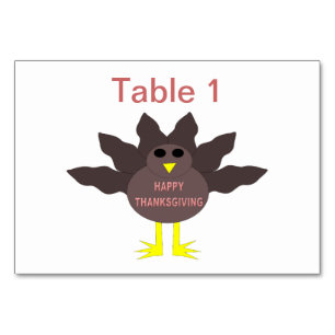 Thanksgiving Plucked Turkey Customizable Tablecard Table Number