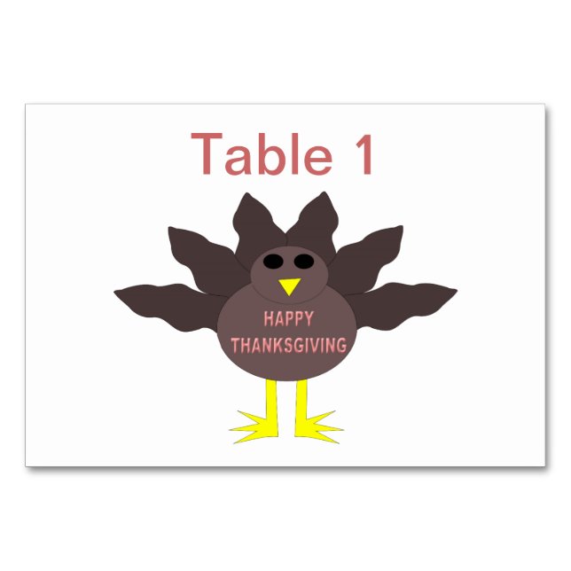 Thanksgiving Plucked Turkey Customizable Tablecard Table Number (Front)