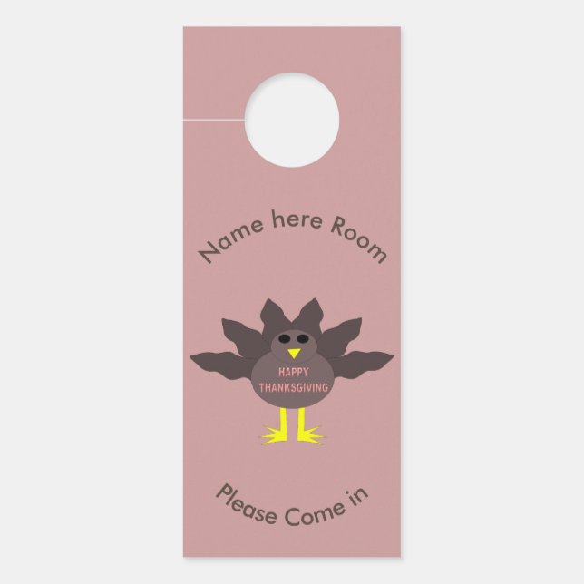 Thanksgiving Plucked Turkey Personalized Door Hanger (Front)
