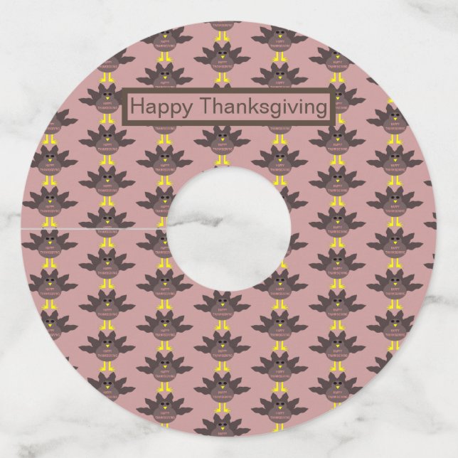 Thanksgiving Plucked Turkey Personalized Wine Glass Tag (Front)