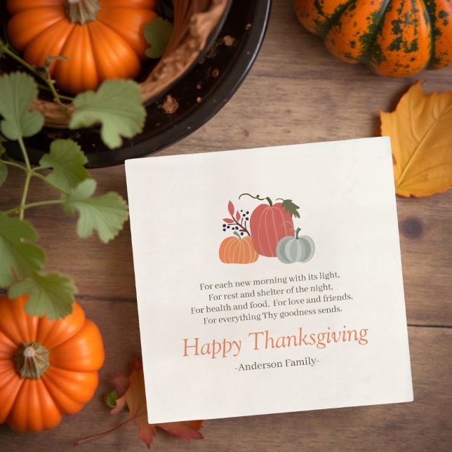 Thanksgiving Poem Country Rustic Autumn Pumpkins Napkin (Creator Uploaded)