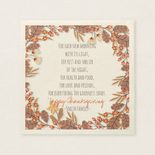 Thanksgiving Poem. Happy Thanksgiving. Custom. Napkin