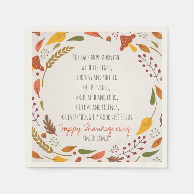 Thanksgiving Poem. Happy Thanksgiving. Custom. Napkin (Front)