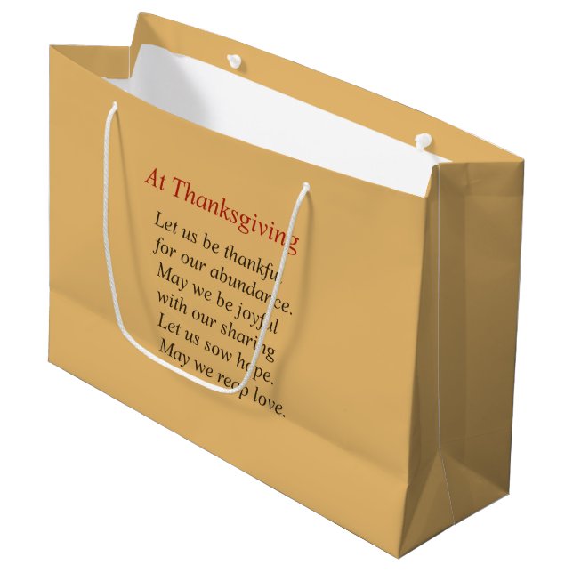 Thanksgiving Poem on Abundance & Sharing Large Gift Bag (Front Angled)