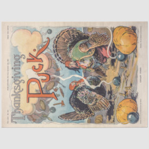 Thanksgiving Puck Vintage Illustration Tissue Paper