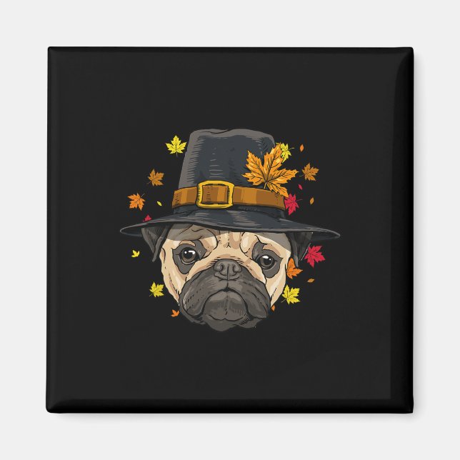 Thanksgiving Pug Pilgrim Autumn Fall Turkey Day Do Magnet (Front)