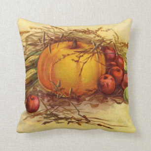 Thanksgiving Pumpkin and Apples Accent Pillow
