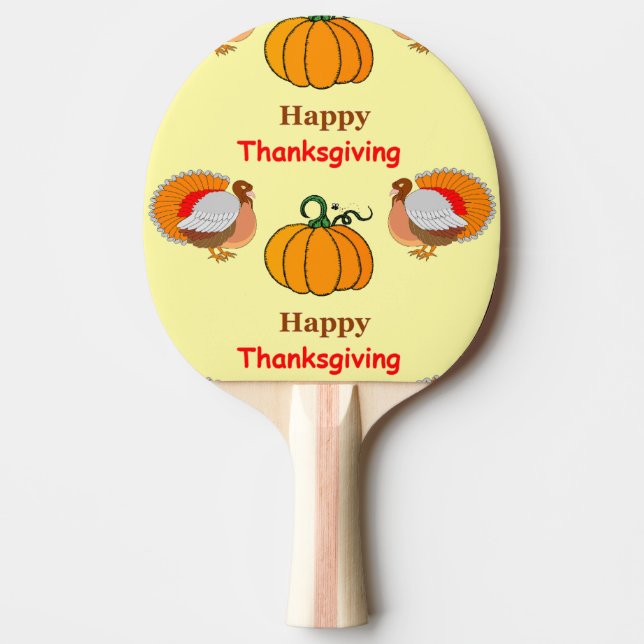 Thanksgiving pumpkin and turkey ping pong paddle (Front)