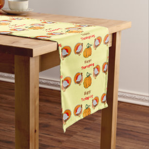 Thanksgiving pumpkin and turkey short table runner