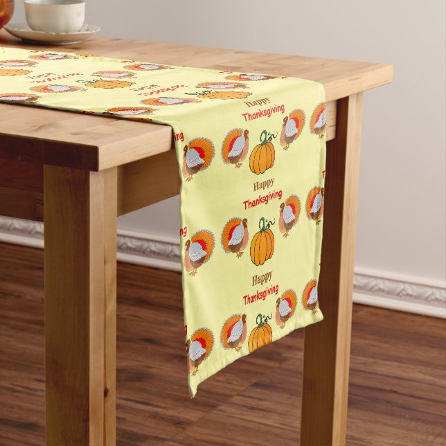 Thanksgiving pumpkin and turkey short table runner (In Situ)