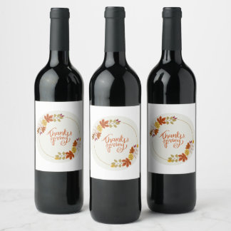 Thanksgiving Pumpkin & Autumn Wine Label