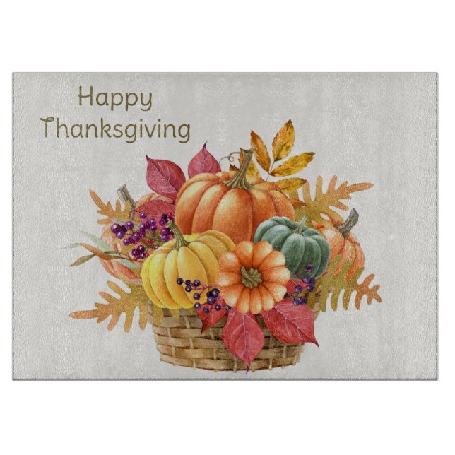 Thanksgiving Pumpkin Basket Cutting Board (Front)