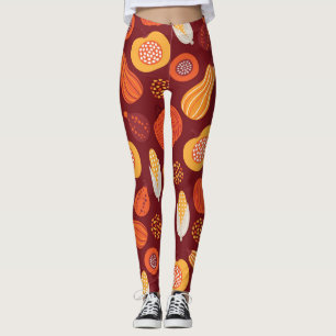 Thanksgiving Pumpkin Brown Seamless Pattern. Leggings